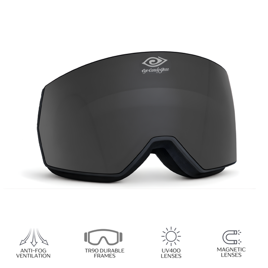 Double Black - Magnetized Snow Goggles - (Interchangeable Lenses)