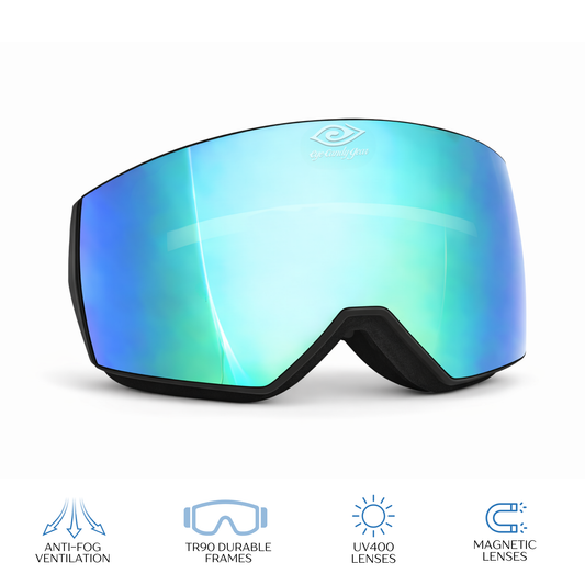 Ice Blue - Magnetized Snow Goggles - (Interchangeable Lenses)