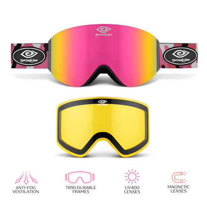 Blush Ops -Magnetized Snow Goggles - (Interchangeable Lenses)