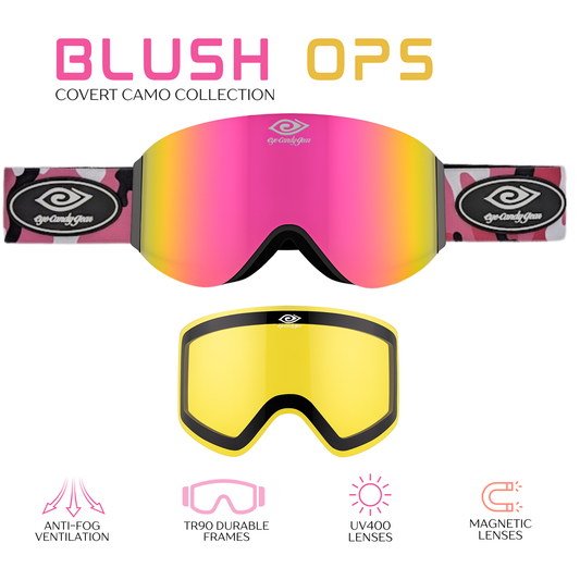 Blush Ops -Magnetized Snow Goggles - (Interchangeable Lenses)