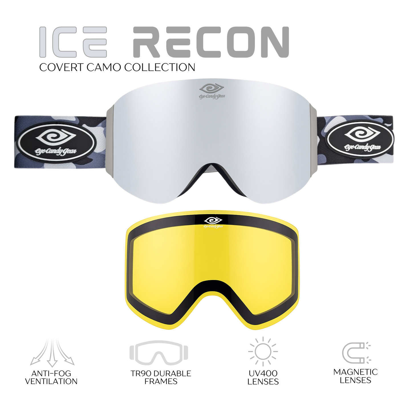 Ice Recon -Magnetized Snow Goggles - (Interchangeable Lenses)