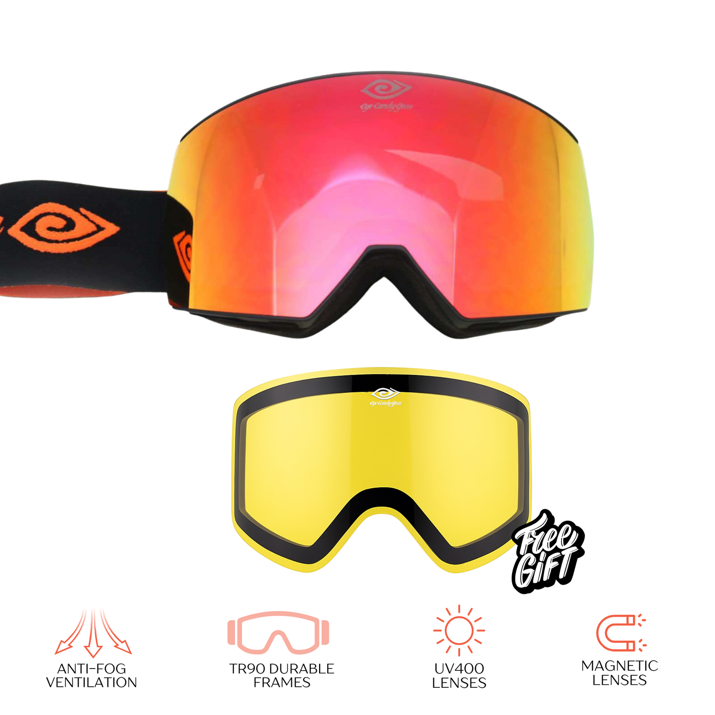 Sunset Vibe - Magnetized Snow Goggles - (Interchangeable Lenses)