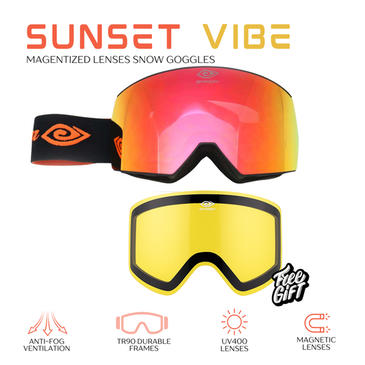 Sunset Vibe - Magnetized Snow Goggles - (Interchangeable Lenses)